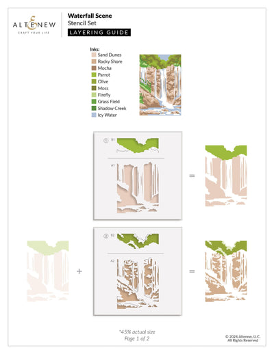 Waterfall Scene Layering Stencil Set (5 in 1)