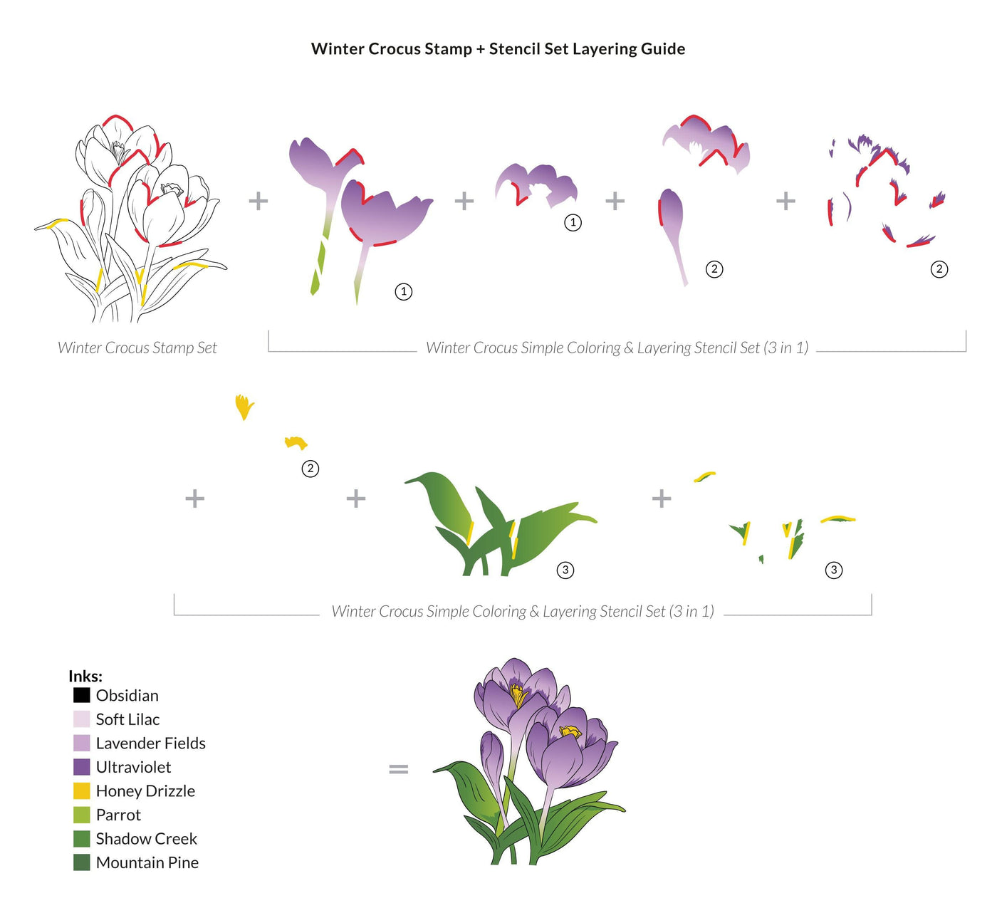 Photocentric Stencil Winter Crocus Layering Stencil Set (3 in 1)