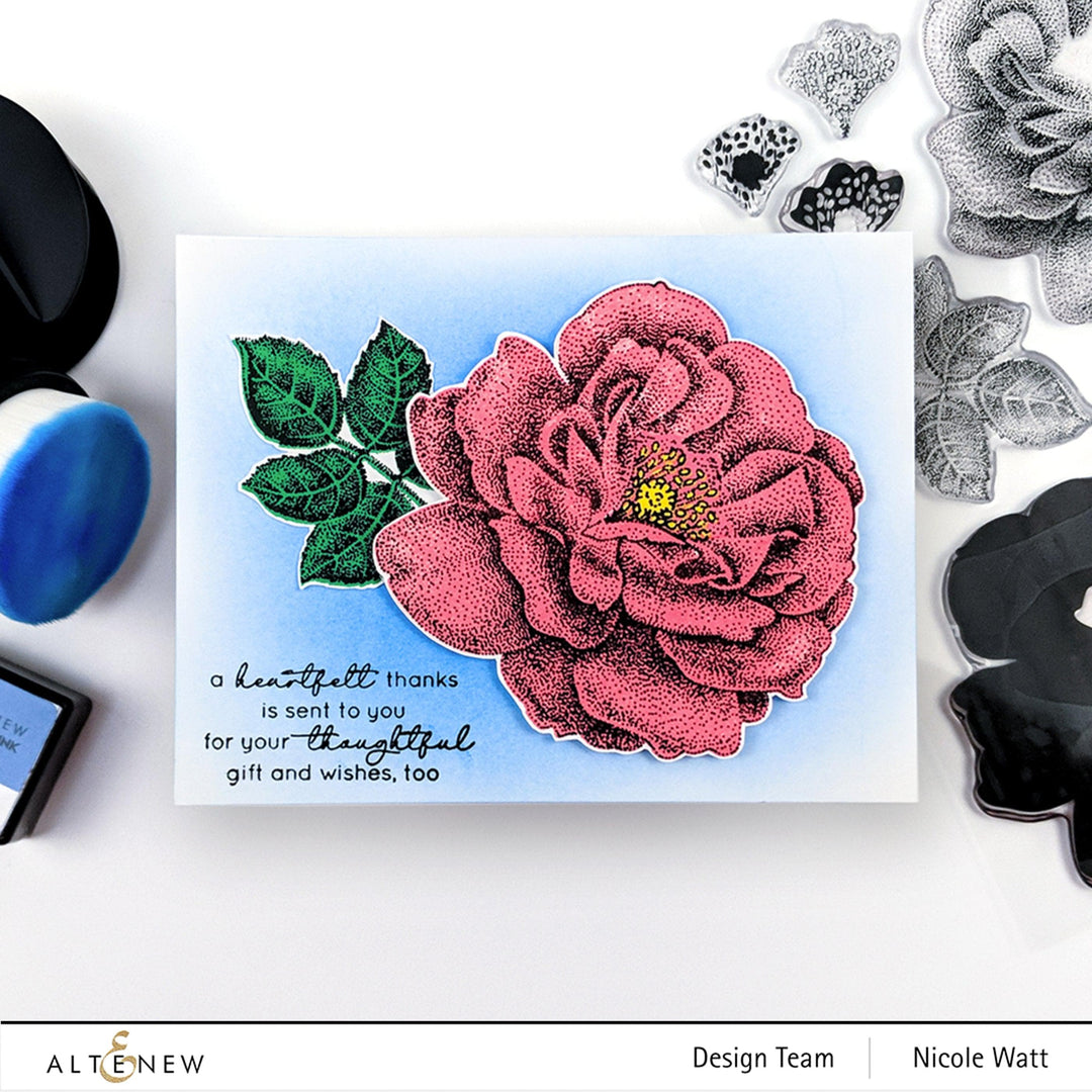 Altenew Calming Reverie Mask Stencil showing intricate floral and abstract patterns on a transparent design for crafting and mixed media art.