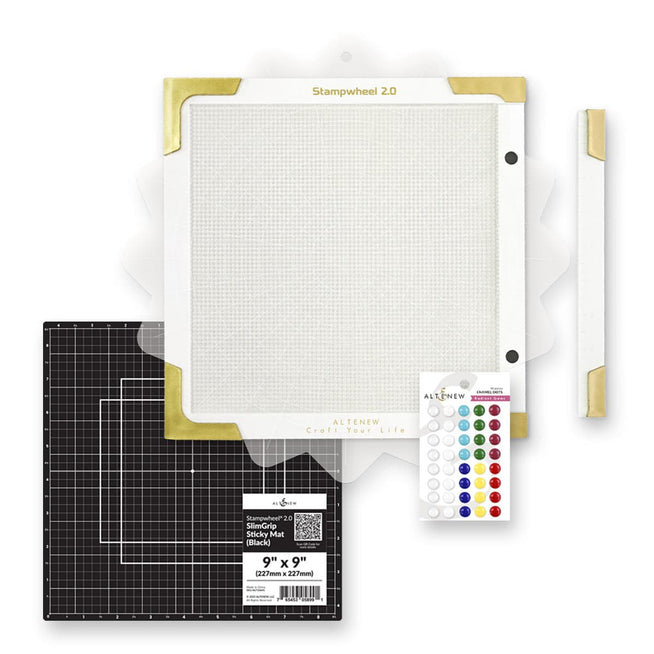 Altenew Next-Level Stamping Starter Bundle with various tools and accessories for stamping projects.