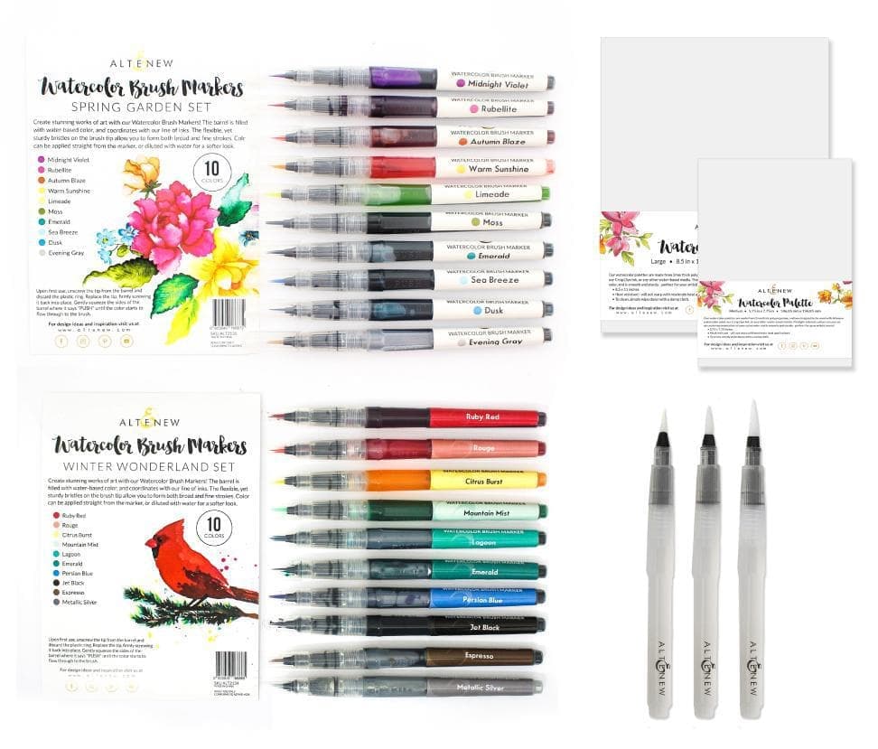 Altenew Water-based Marker Bundle Spring and Winter Watercolor Brush Markers Palette Bundle