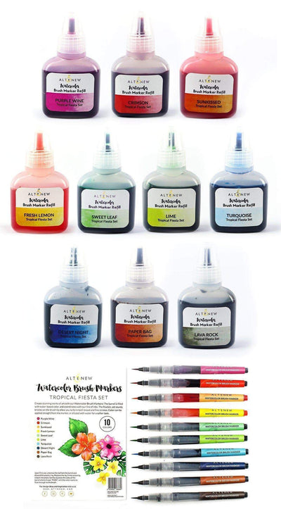 Altenew Water-based Marker Bundle Tropical Fiesta Watercolor Brush Markers & Refill Bundle
