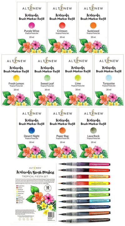 Altenew Water-based Marker Bundle Tropical Fiesta Watercolor Brush Markers & Refill Bundle