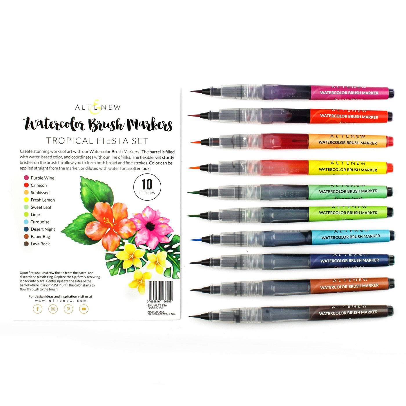 Watercolor Brush Pens 24 Vibrant Markers Pre-filled Color