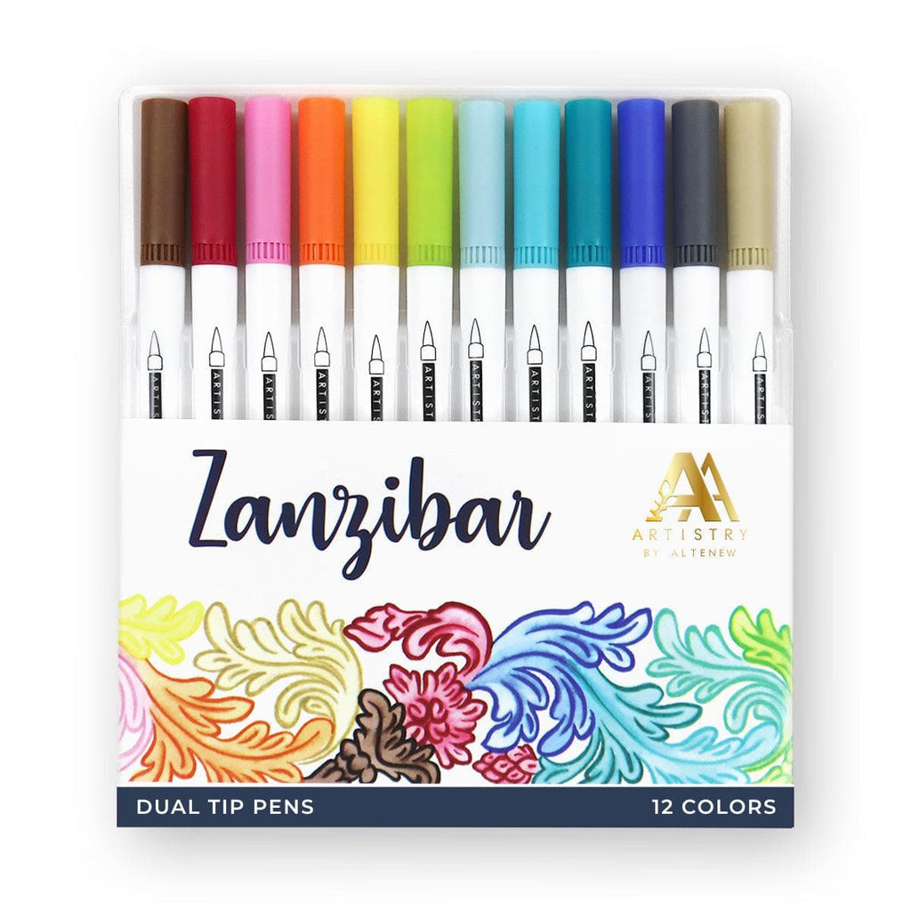 Dual Brush Pens 12 24 60 Color Calligraphy Pen Set with Hand Lettering  Guide Book Fine Liner and Brush Tip Markers. Colored Pens, Art