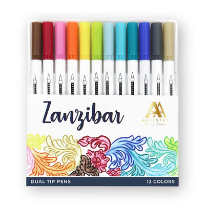 Be Creative Arts Crafts Water-based Markers Zanzibar Brush & Fine Tip Pens