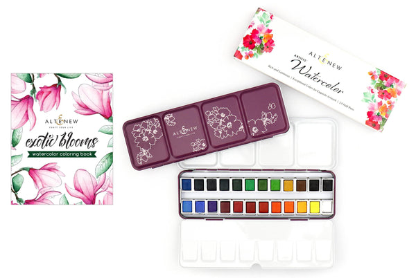 Altenew Woodless Coloring Pencils & Exotic Blooms Marker Coloring Book Bundle