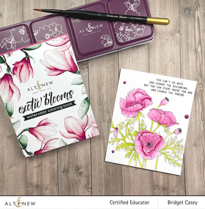 Altenew Watercolor Bundle Exotic Blooms Watercolor Coloring Book & Watercolor Essential 12 Pan Set Bundle