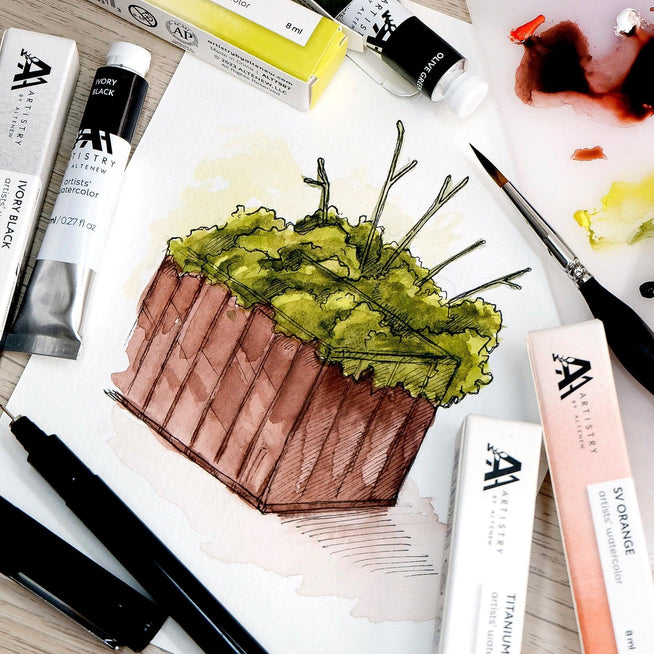 Split Primary Watercolor Bundle by Altenew featuring vibrant watercolor paints and tools for artistic painting projects.