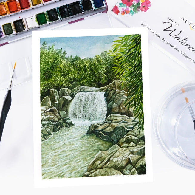 Altenew Nature’s Palette watercolor and coloring book set featuring botanical illustrations and watercolor pages for artistic coloring.