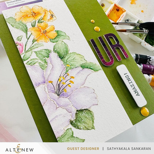 Altenew Nature’s Palette watercolor and coloring book set featuring botanical illustrations and vibrant watercolor paints.
