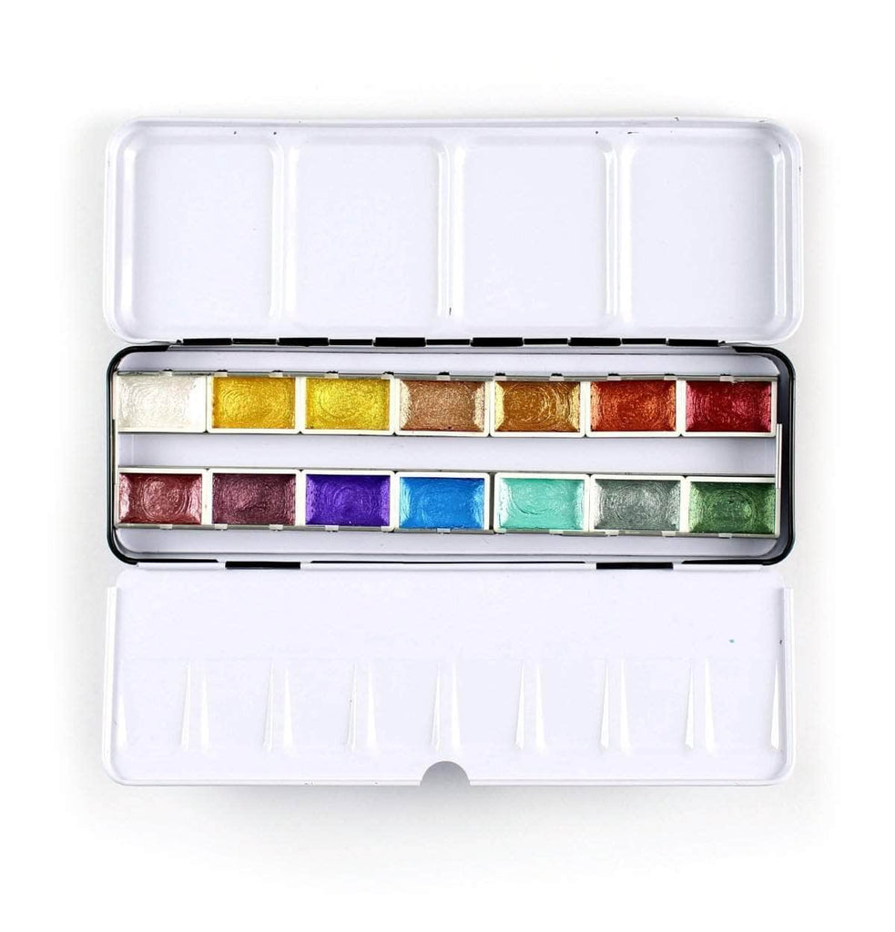 Let's swatch our brand new Metallic Watercolor Paint Set Of 40