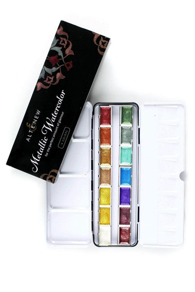 Dyvicl Glitter Metallic Watercolor Paint Set - 14 Piece Set, Assorted,White