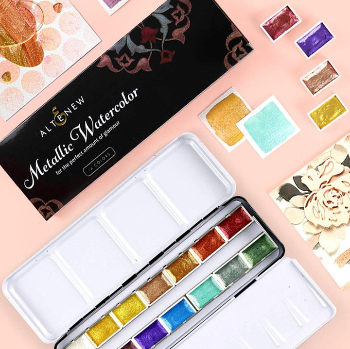 Be Creative Arts Crafts Watercolor Metallic Watercolor 14 Pan Set