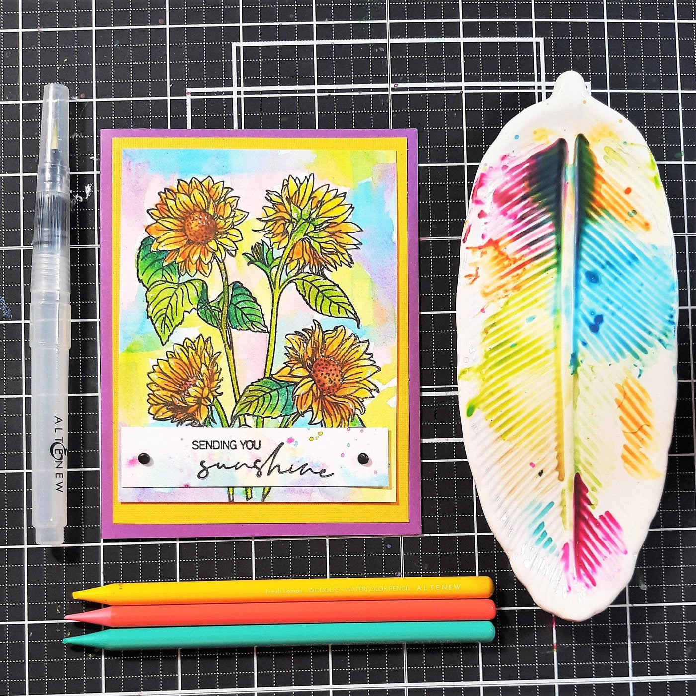 Altenew Watercolor Pencil & Brushes & Paper Set Woodless Watercolor Pencils Starter Bundle