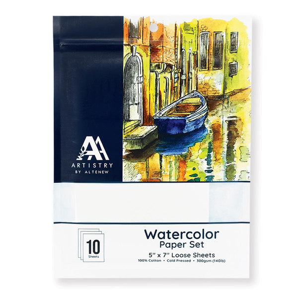Wan-Pin Watercolor Watercolor Paper Set (Cold-Pressed, 5" x 7" Loose Sheets, 10 sheets/set)