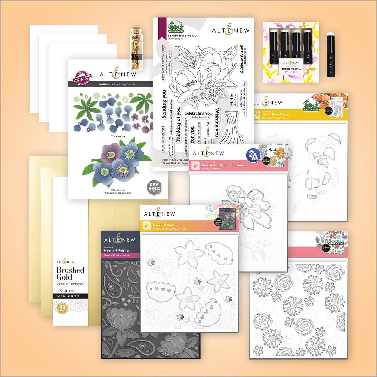 Altenew Chromatic Harmony workshop with class pass and kit, featuring colorful art supplies and creative crafting tools.