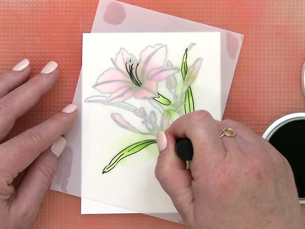 Color in your stamped image with the coordinating stencil and Mini Blending Brush.